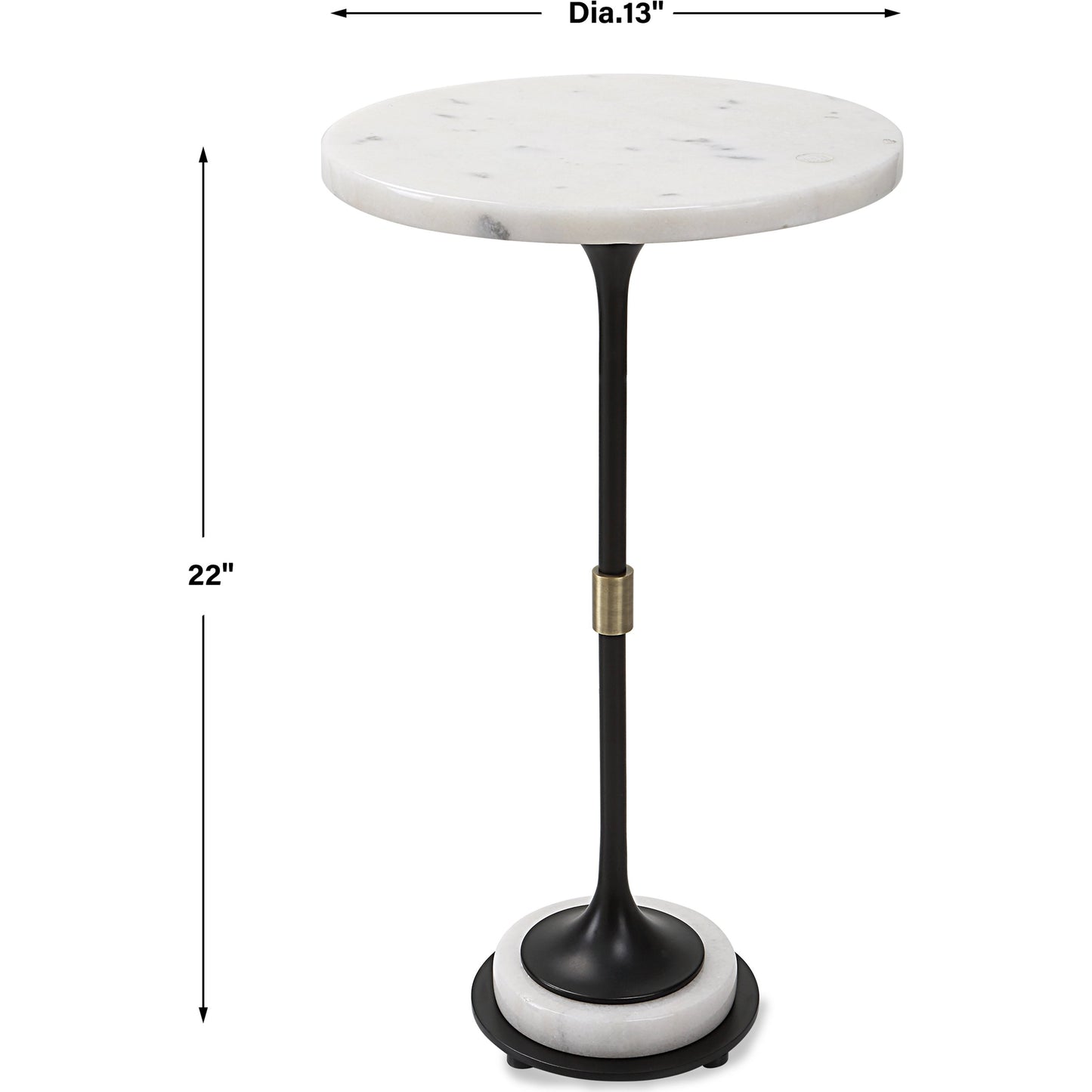 003 SI-1981345 | Additional Silo | Sentry Accent Table by Uttermost in black, polished white. Made from iron, marble in a modern style.