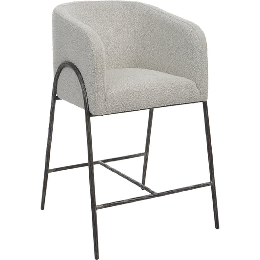 001 SI-1981313 | Primary Silo | Jacobsen Counter Stool by Uttermost in ivory, warm gray and iron. Made from steel, foam, fabric, eucalyptus in a modern style.