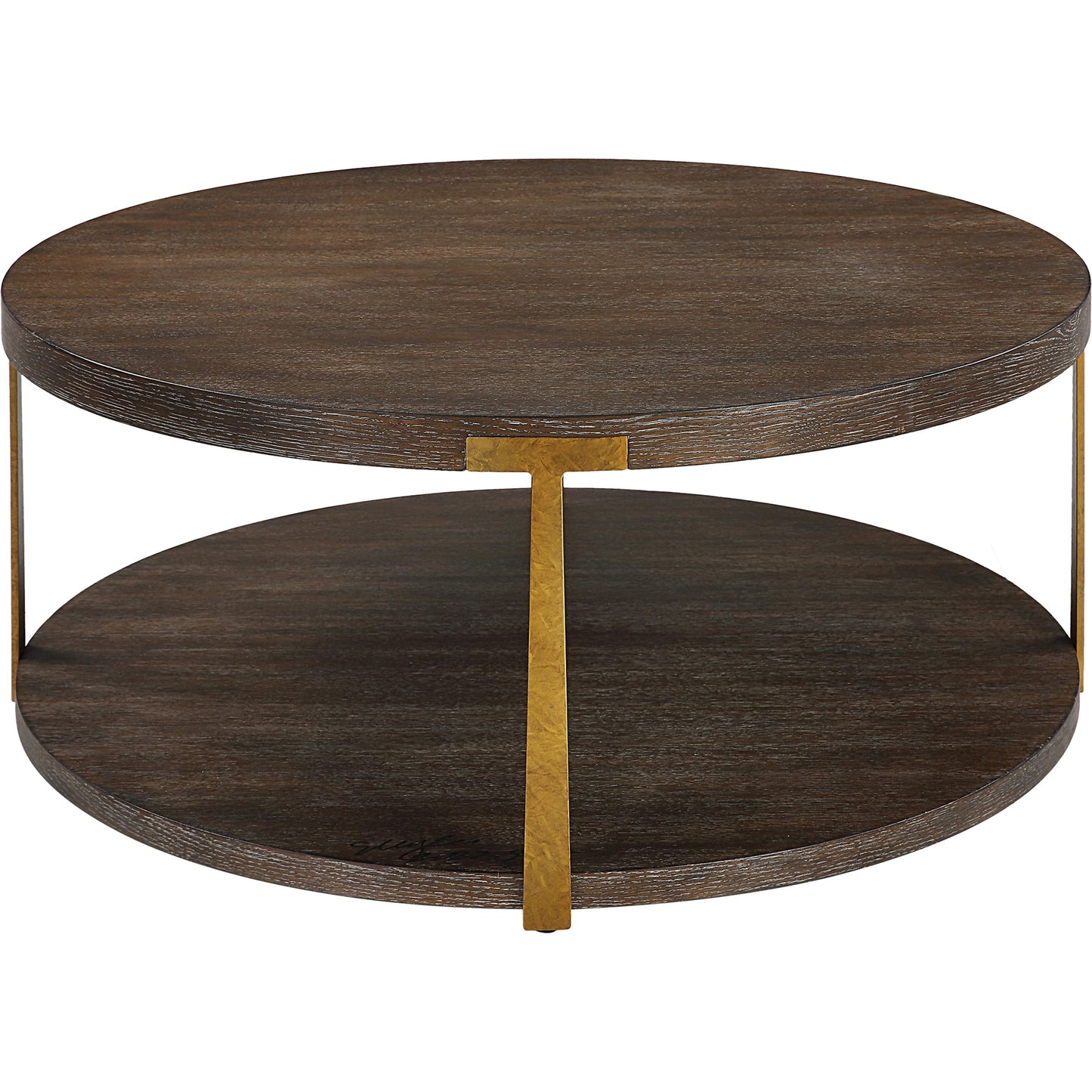 004 SI-1981380 | Additional Silo | Palisade Coffee Table by Uttermost in coffee, antique gold. Made from mdf, oak veneer, metal in a modern style.