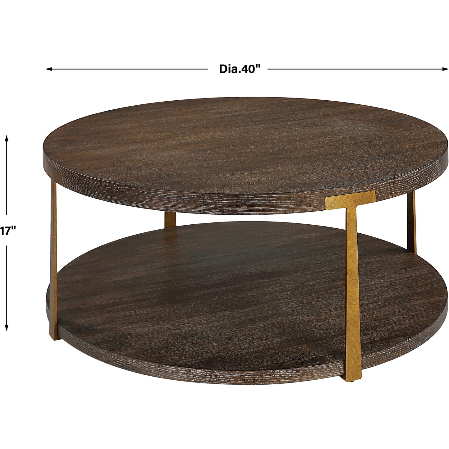 003 SI-1981380 | Additional Silo | Palisade Coffee Table by Uttermost in coffee, antique gold. Made from mdf, oak veneer, metal in a modern style.