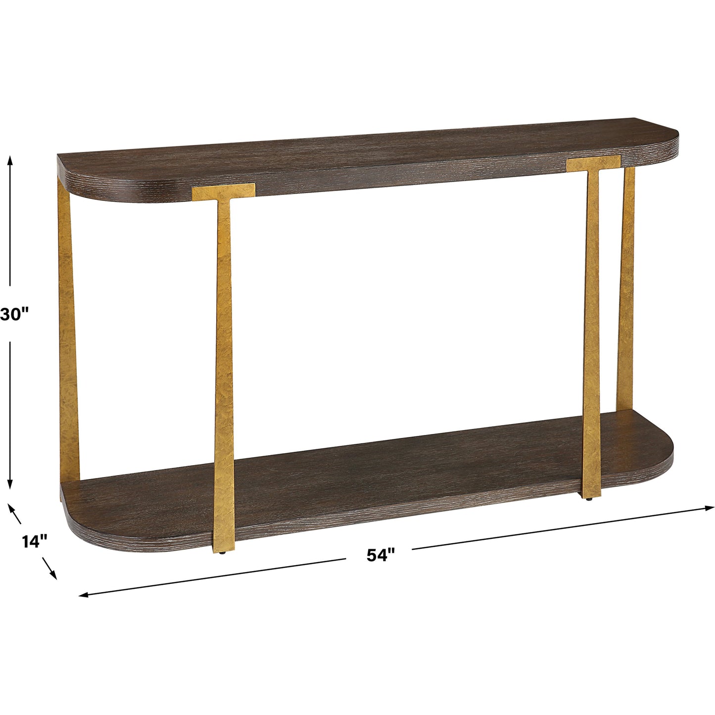 003 SI-1981381 | Additional Silo | Palisade Console Table by Uttermost in coffee, antique gold. Made from mdf, oak veneer, metal in a modern style.