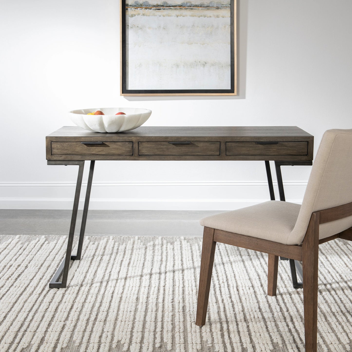 009 SI-1981363 | Lifestyle | Comrade Desk by Uttermost in natural mango, light gray. Made from java mix wood, veneer, metal, plywood in a transitional style.