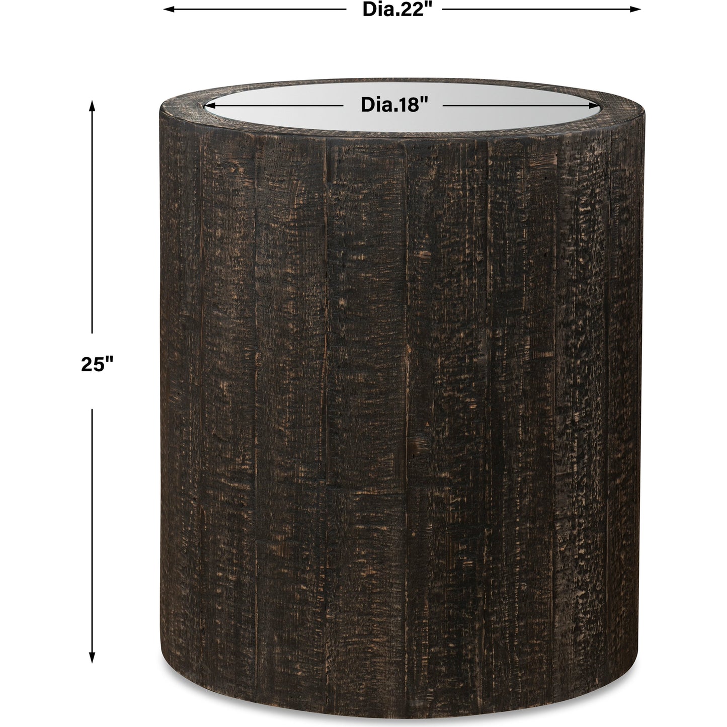 003 SI-1981371 | Additional Silo | Sequoia Drum Table by Uttermost in dark walnut. Made from fir wood, plywood, mirror in a cottage & farmhouse style.
