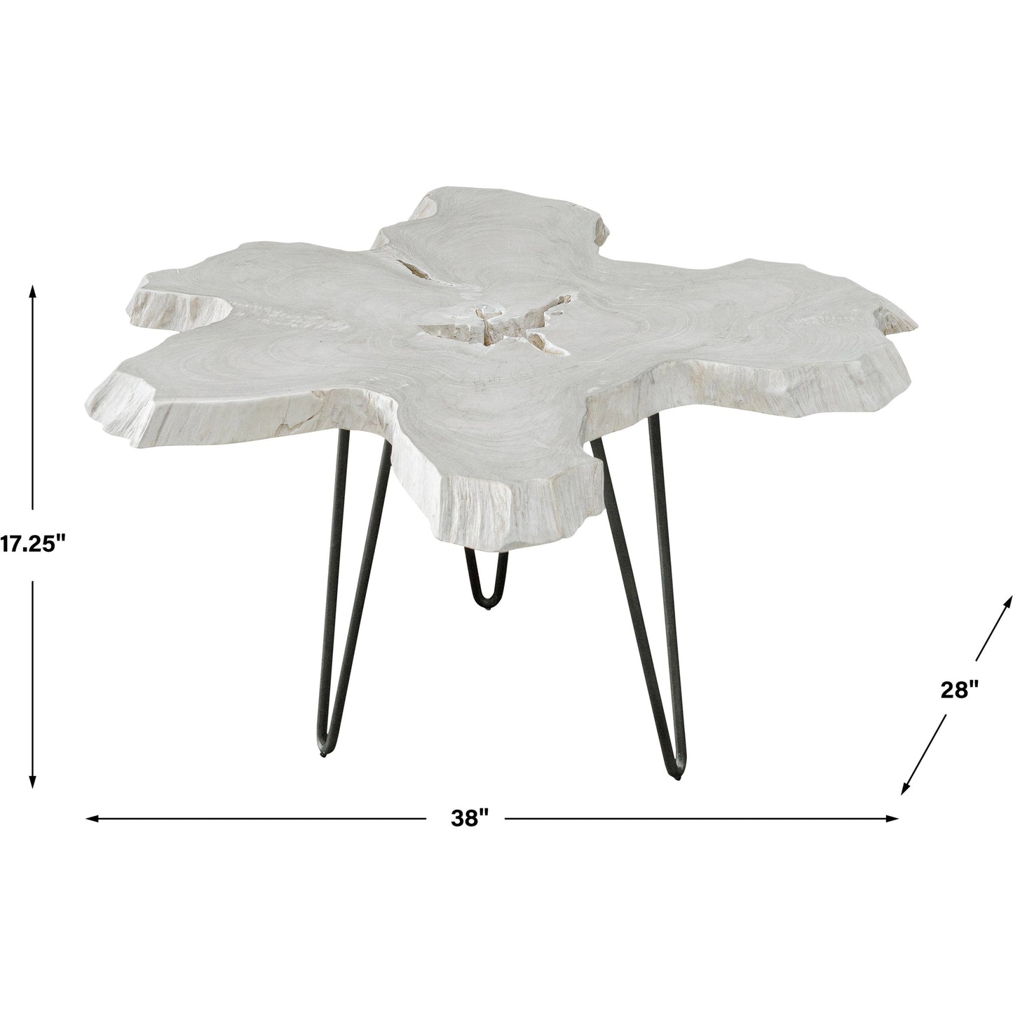 002 SI-1981378 | Additional Silo | Trillium Coffee Table by Uttermost in bleached. Made from teak root with metal in a modern style.