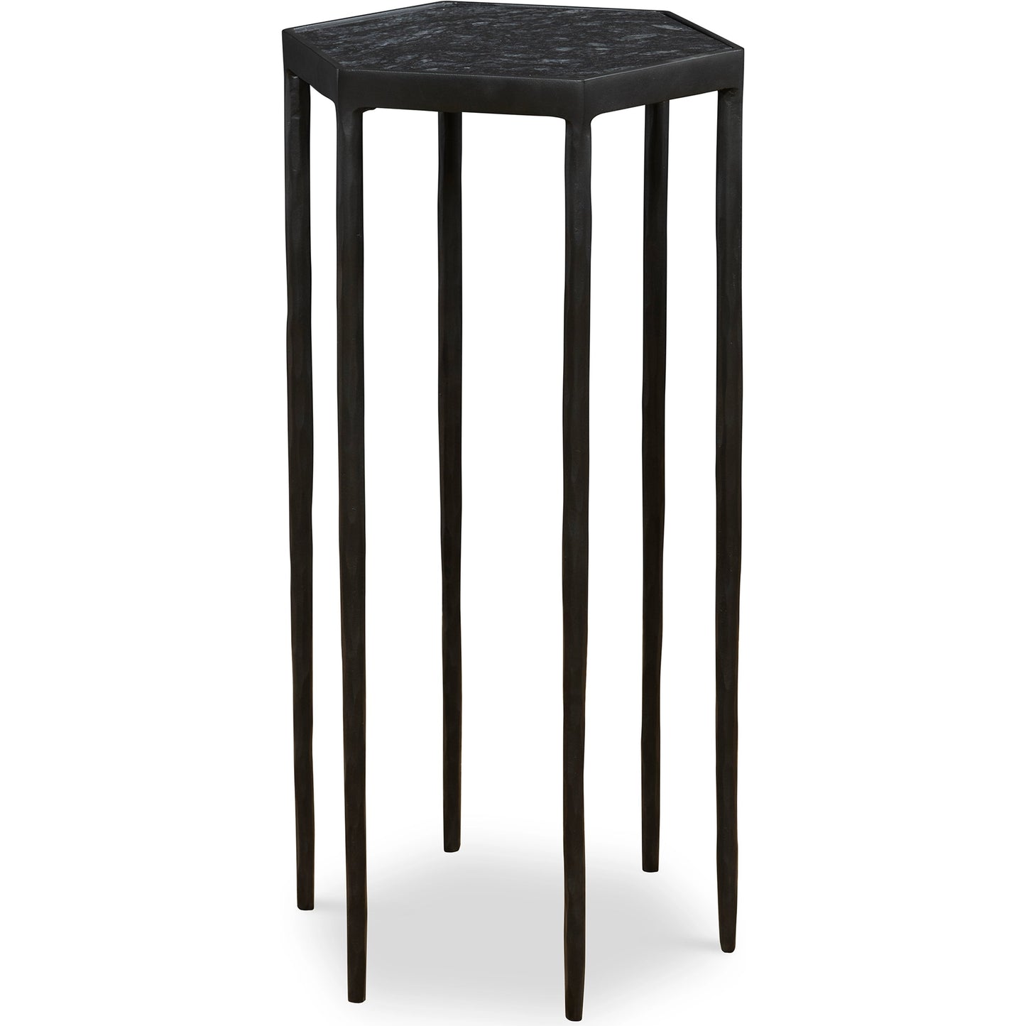 003 SI-1981384 | Additional Silo | Aviary Hexagonal Accent Table by Uttermost in satin black, honed black marble. Made from marble, iron in a modern style.