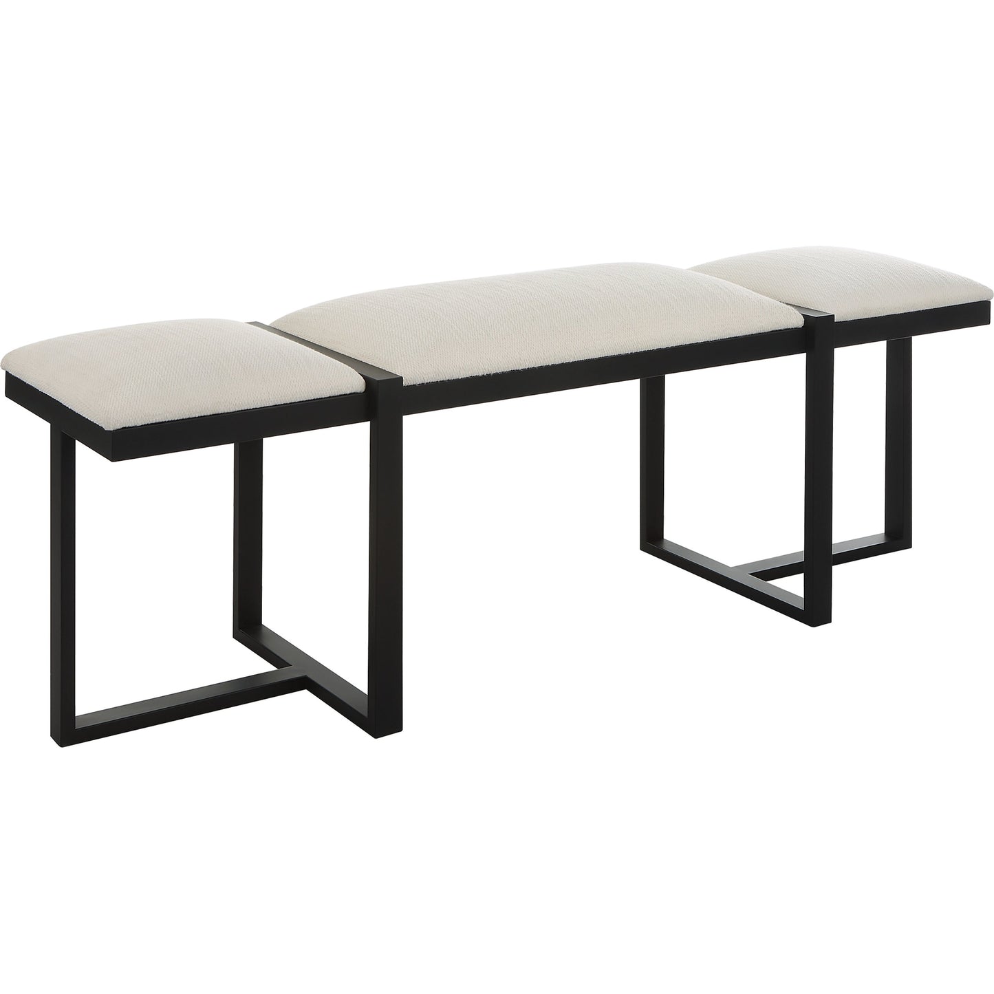 003 SI-1981332 | Additional Silo | Triple Cloud Bench by Uttermost in white and black. Made from iron, mdf, polyester, foam in a modern style.