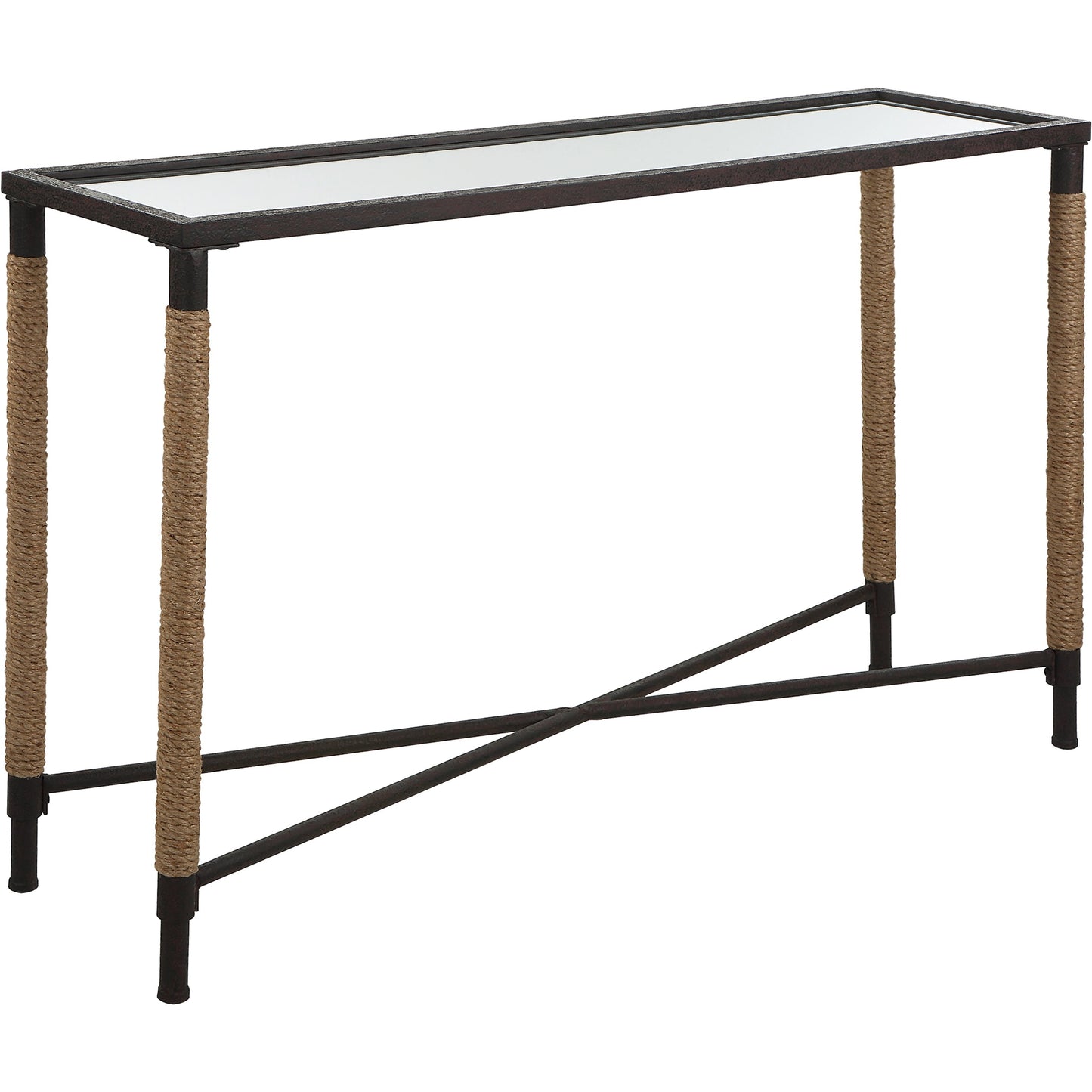 002 SI-1981284 | Additional Silo | Braddock Console Table by Uttermost in natural, iron. Made from iron, mdf, mirror, rope in a modern style.
