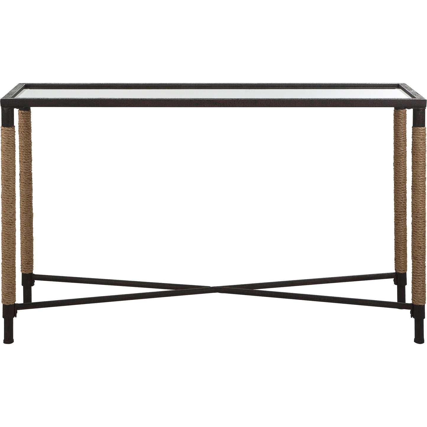 003 SI-1981284 | Additional Silo | Braddock Console Table by Uttermost in natural, iron. Made from iron, mdf, mirror, rope in a modern style.