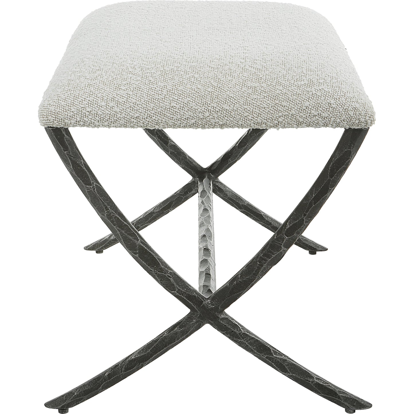 005 SI-1981323 | Additional Silo | Brisby Fabric Bench by Uttermost in ivory, gray and charcoal. Made from cast iron, mdf, foam, fabric in a modern style.