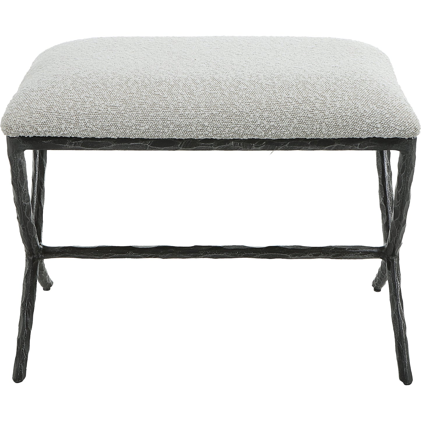 003 SI-1981323 | Additional Silo | Brisby Fabric Bench by Uttermost in ivory, gray and charcoal. Made from cast iron, mdf, foam, fabric in a modern style.
