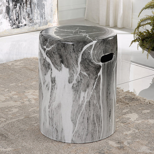 Marvel Garden Stool by Uttermost in black, white. Made from ceramic in a modern style.