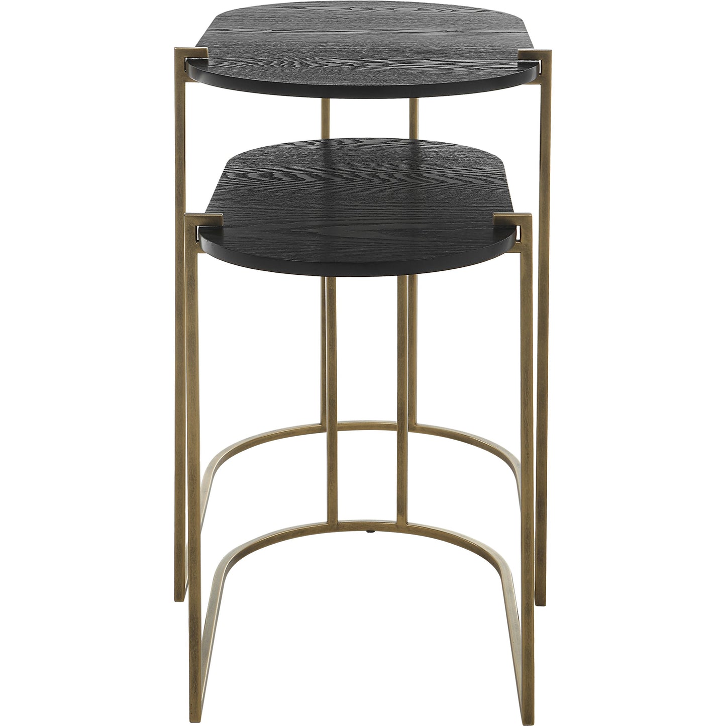 006 SI-1981285 | Additional Silo | Aztec Nesting Tables by Uttermost in antique brass, ebony. Made from iron, mdf, ash in a modern style.