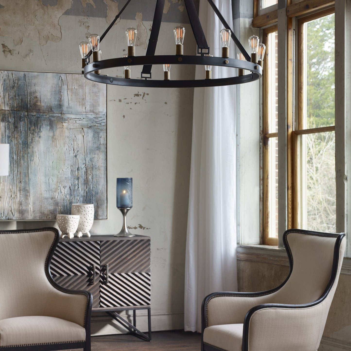 006 S-252810 | Additional Silo | Sandy Wing Back Armchair by Uttermost. Made from wood, foam, fabric in a cottage & farmhouse style.