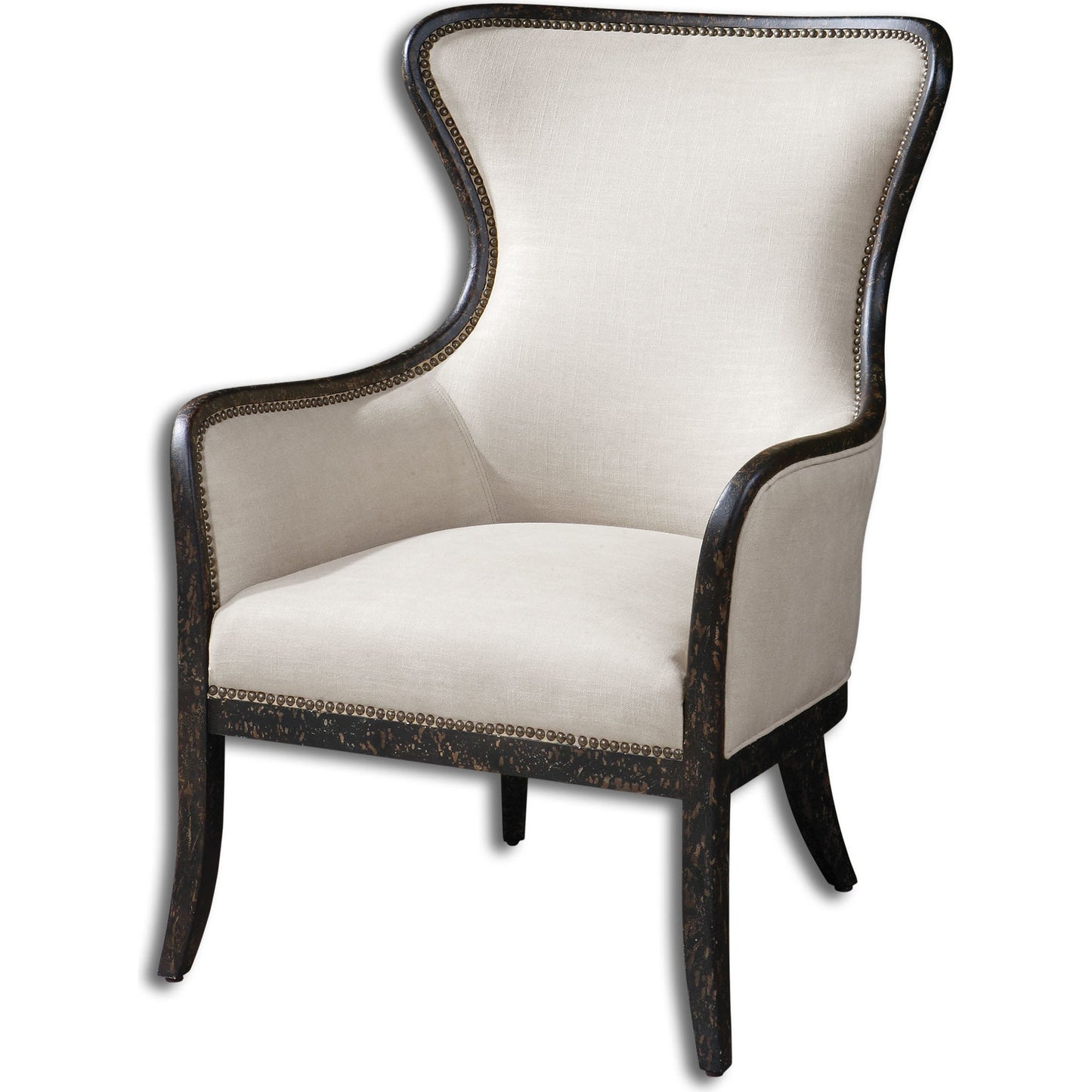 002 S-252810 | Additional Silo | Sandy Wing Back Armchair by Uttermost. Made from wood, foam, fabric in a cottage & farmhouse style.