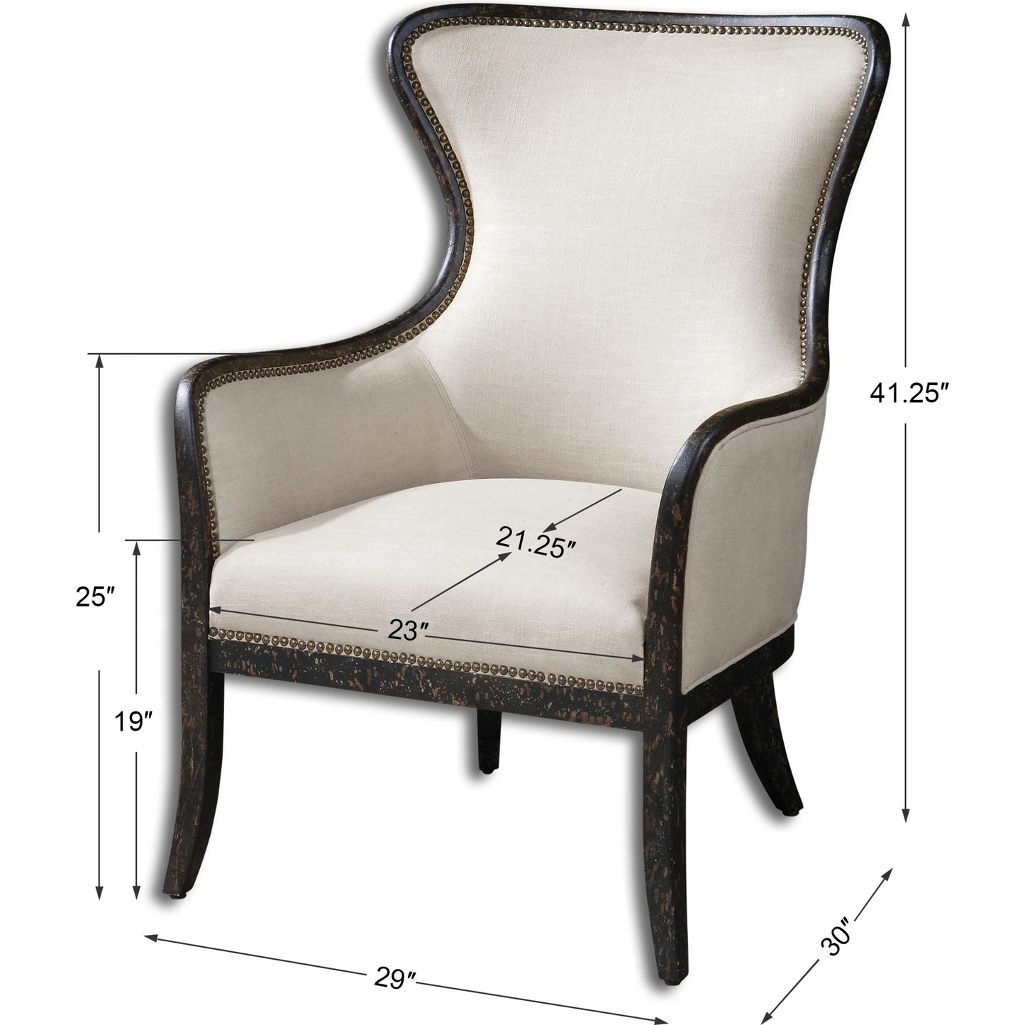 007 S-252810 | Additional Silo | Sandy Wing Back Armchair by Uttermost. Made from wood, foam, fabric in a cottage & farmhouse style.