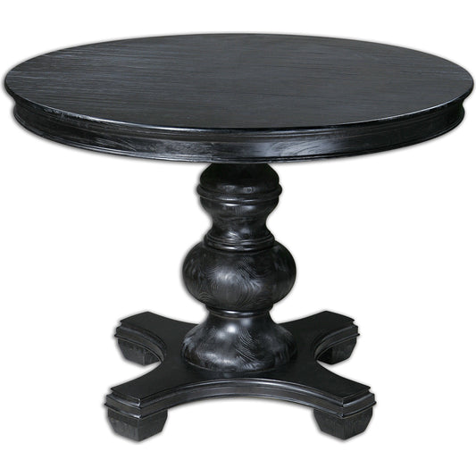 Brynmore Round Table by Uttermost. Made from wood, mdf, pu leather in a cottage & farmhouse style.