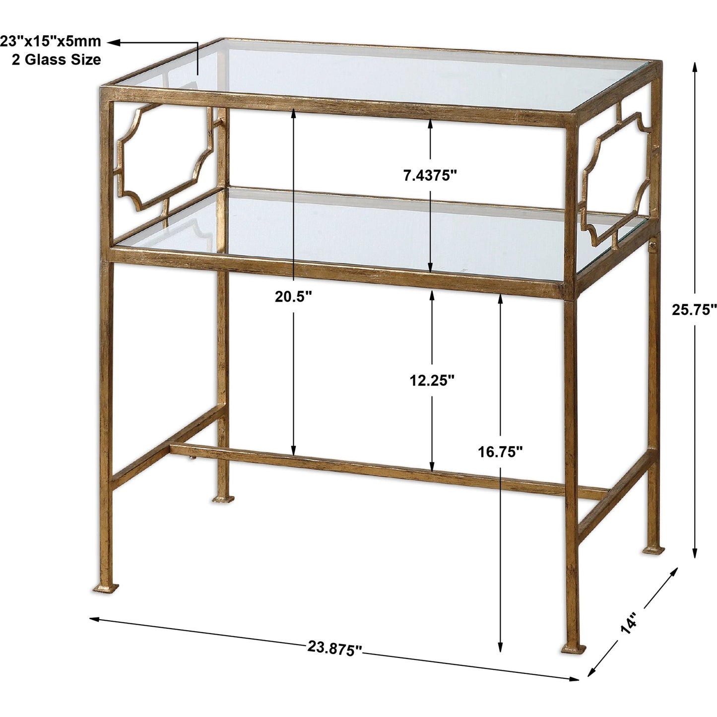 006 S-252993 | Additional Silo | Genell Side Table by Uttermost. Made from metal, tempered glass in a modern style.