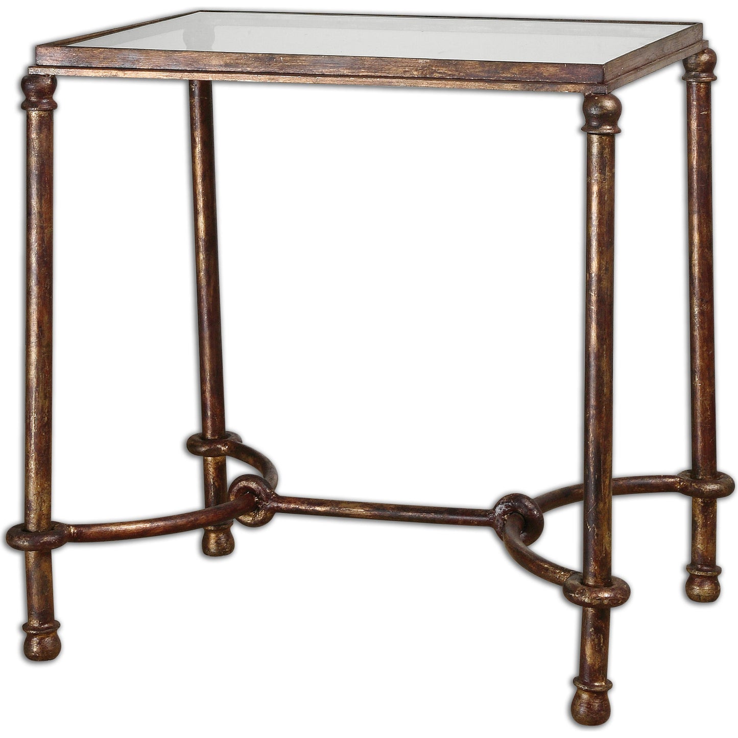 001 S-252992 | Additional Silo | Warring Iron End Table by Uttermost in iron. Made from metal, tempered glass in a cottage & farmhouse style.
