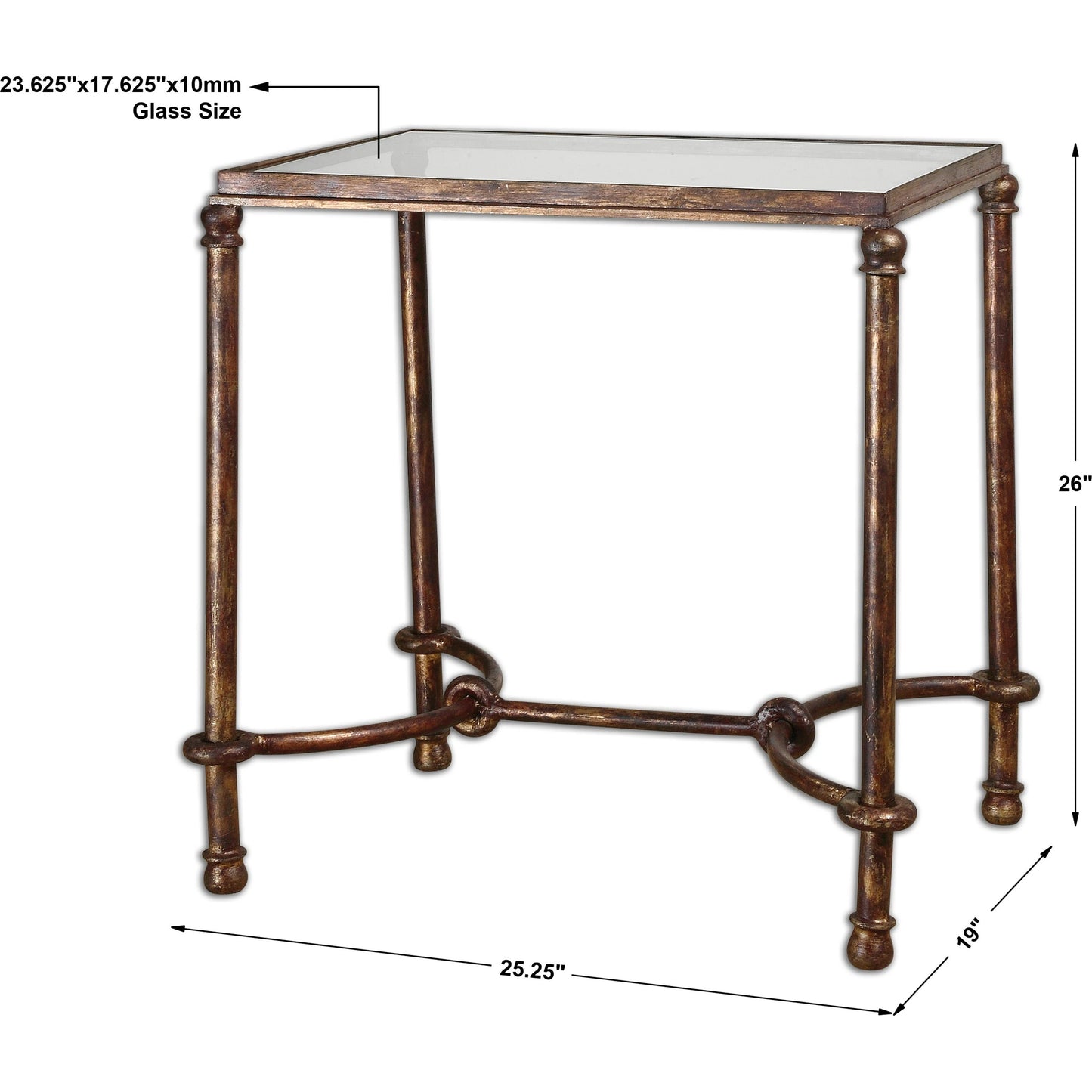 003 S-252992 | Additional Silo | Warring Iron End Table by Uttermost in iron. Made from metal, tempered glass in a cottage & farmhouse style.