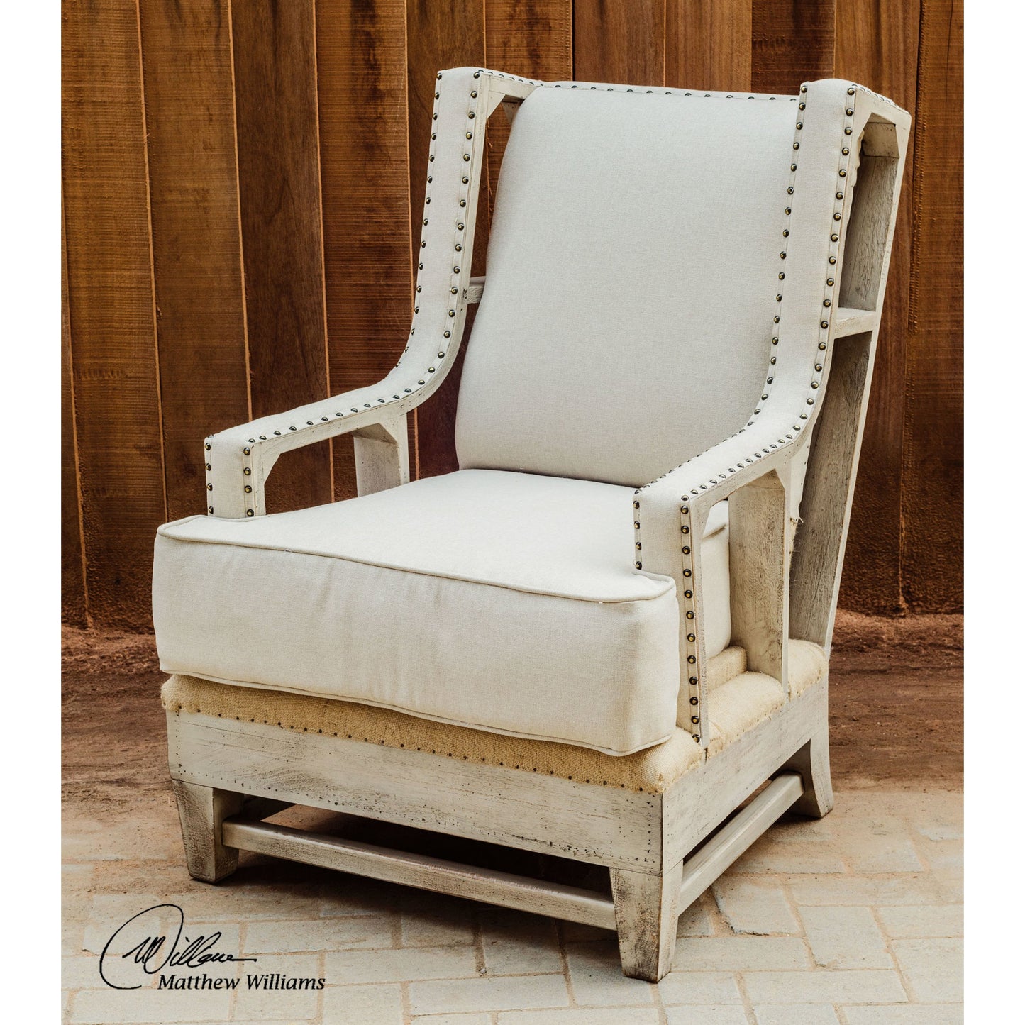 002 S-252927 | Additional Silo | Schafer Armchair by Uttermost. Made from mahogany wood with foam, fabric in a cottage & farmhouse style.