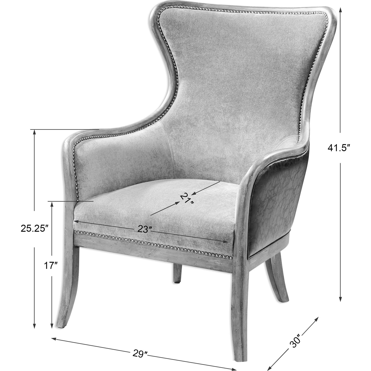 005 S-252824 | Additional Silo | Snowden Tan Wing Chair by Uttermost. Made from wood, foam, fabric, pu leather in a cottage & farmhouse style.