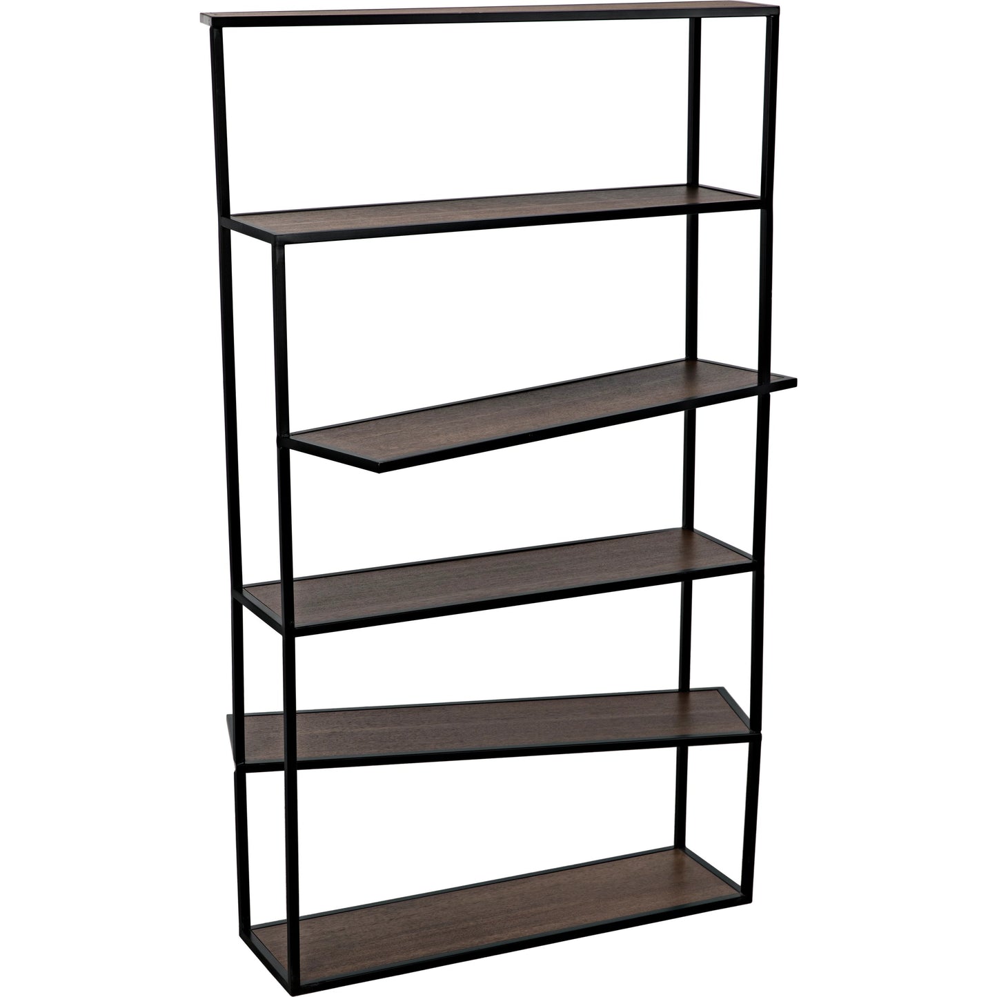 001 SI-1957047 | Additional Silo | Verso Bookcase by Noir in dark walnut, matte black. Made from industrial steel and veneer shelves in a modern style.