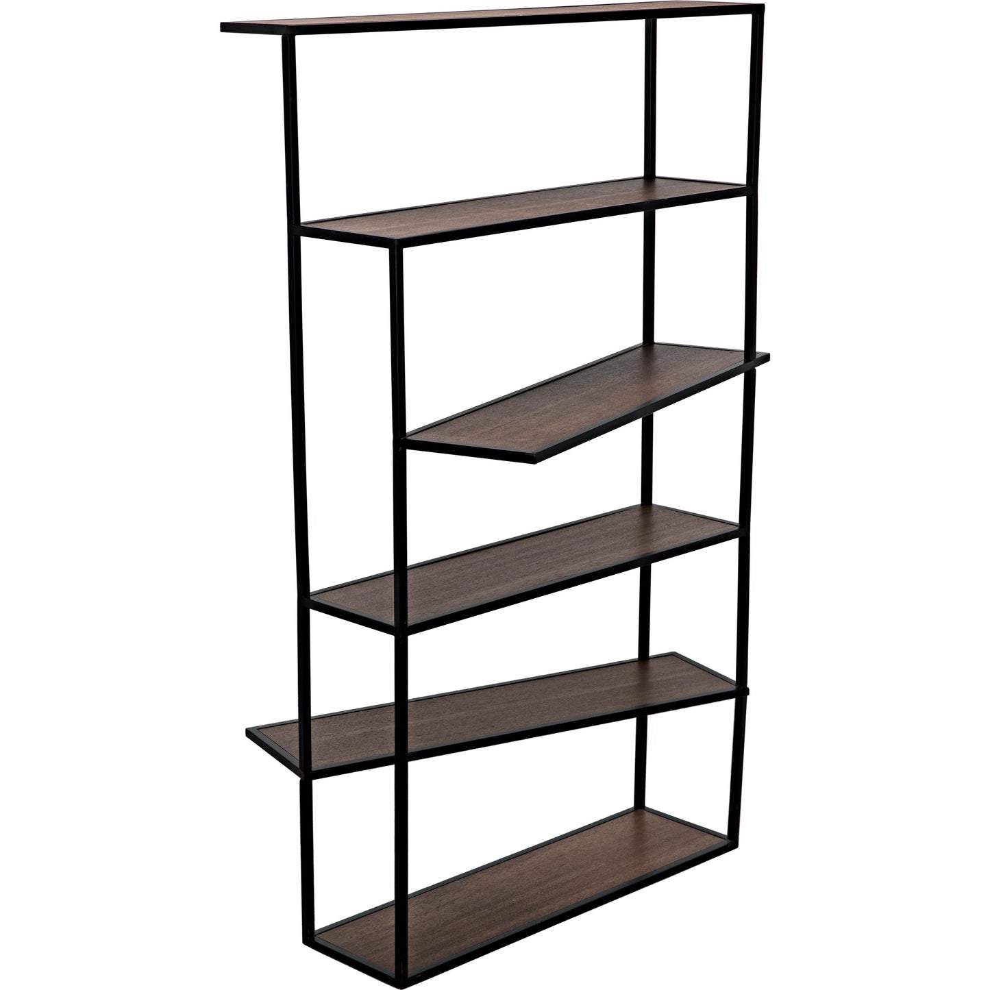 004 SI-1957047 | Additional Silo | Verso Bookcase by Noir in dark walnut, matte black. Made from industrial steel and veneer shelves in a modern style.