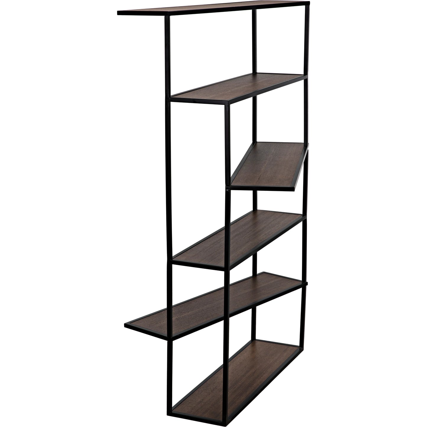 005 SI-1957047 | Additional Silo | Verso Bookcase by Noir in dark walnut, matte black. Made from industrial steel and veneer shelves in a modern style.