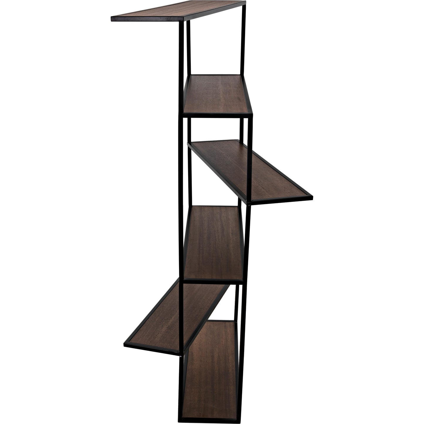 006 SI-1957047 | Additional Silo | Verso Bookcase by Noir in dark walnut, matte black. Made from industrial steel and veneer shelves in a modern style.