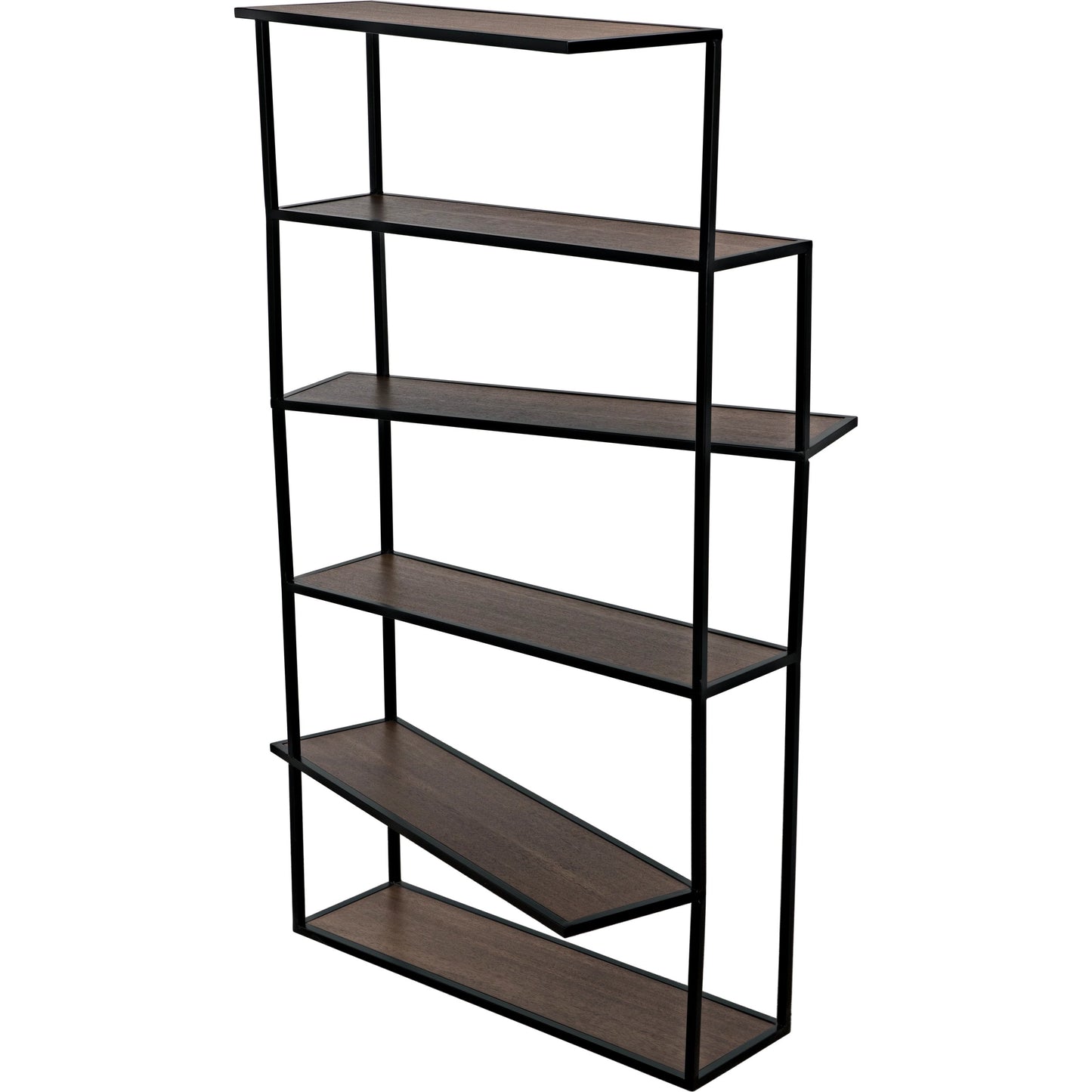 007 SI-1957047 | Additional Silo | Verso Bookcase by Noir in dark walnut, matte black. Made from industrial steel and veneer shelves in a modern style.