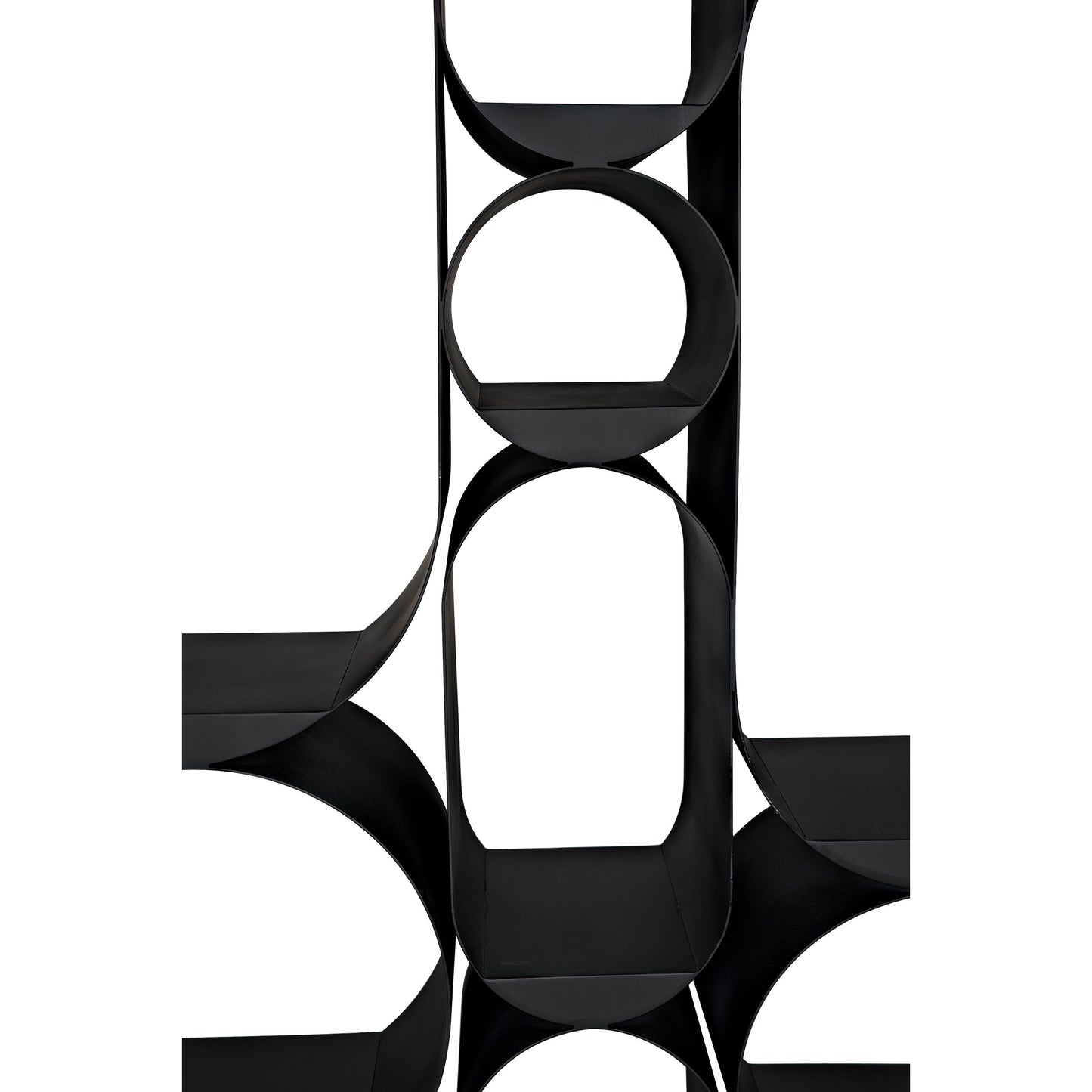 002 SI-1975482 | Closeup | Letty Bookcase by Noir in matte black. Made from industrial steel in a modern style.
