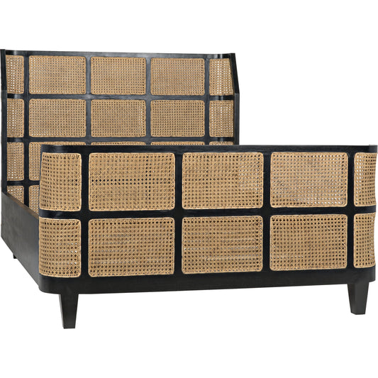 Porto Bed by Noir in hand rubbed black. Made from mahogany in a eclectic & global style.