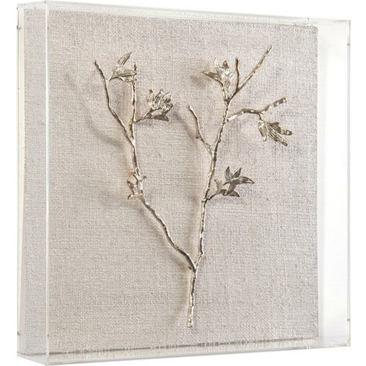 Silver Branches I by John-Richard in silver, white. Made from acrylic in a transitional style.