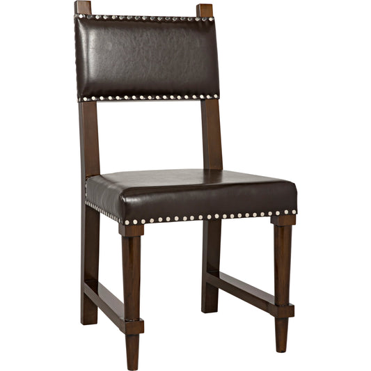 Kerouac Chair by Noir in distressed brown. Made from birch in a traditional style.
