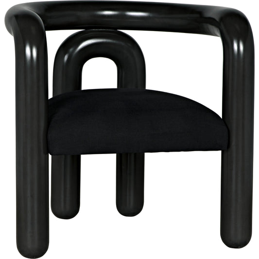 Hockney Chair by Noir in pale. Made from mahogany and cotton in a modern style.