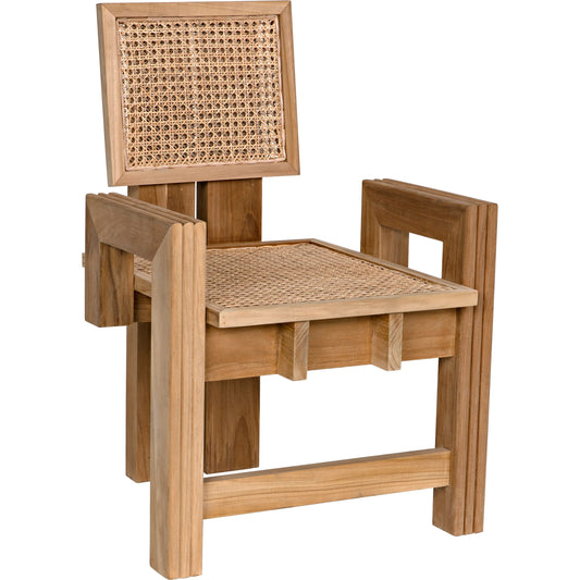 Fatima Chair by Noir in natural teak. Made from teak and caning, flat clear coat in a cottage & farmhouse style.