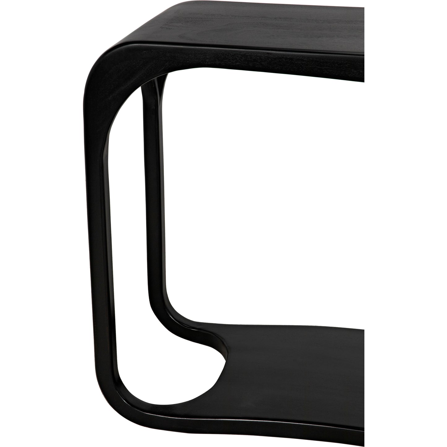 008 S-335140 | Closeup | Milena Console by Noir in hand rubbed black. Made from mahogany in a modern style.