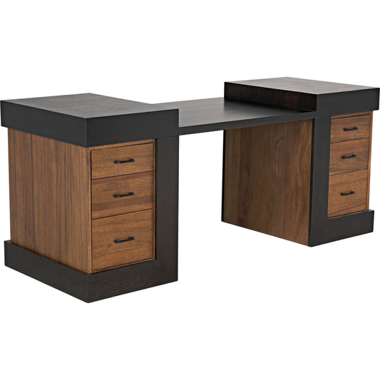 Bentley Desk by Noir in dark walnut and ebony walnut. Made from walnut in a modern style.