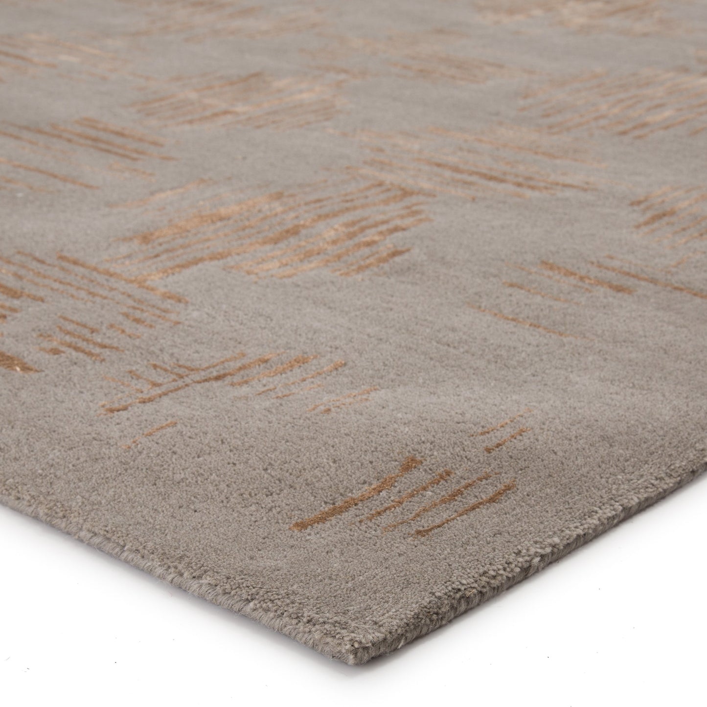 003 SR-774117,SR-774118 | Closeup | Banister Rug by Jaipur Living in gray, gold. Made from 77% wool 23% viscose in a unique style.