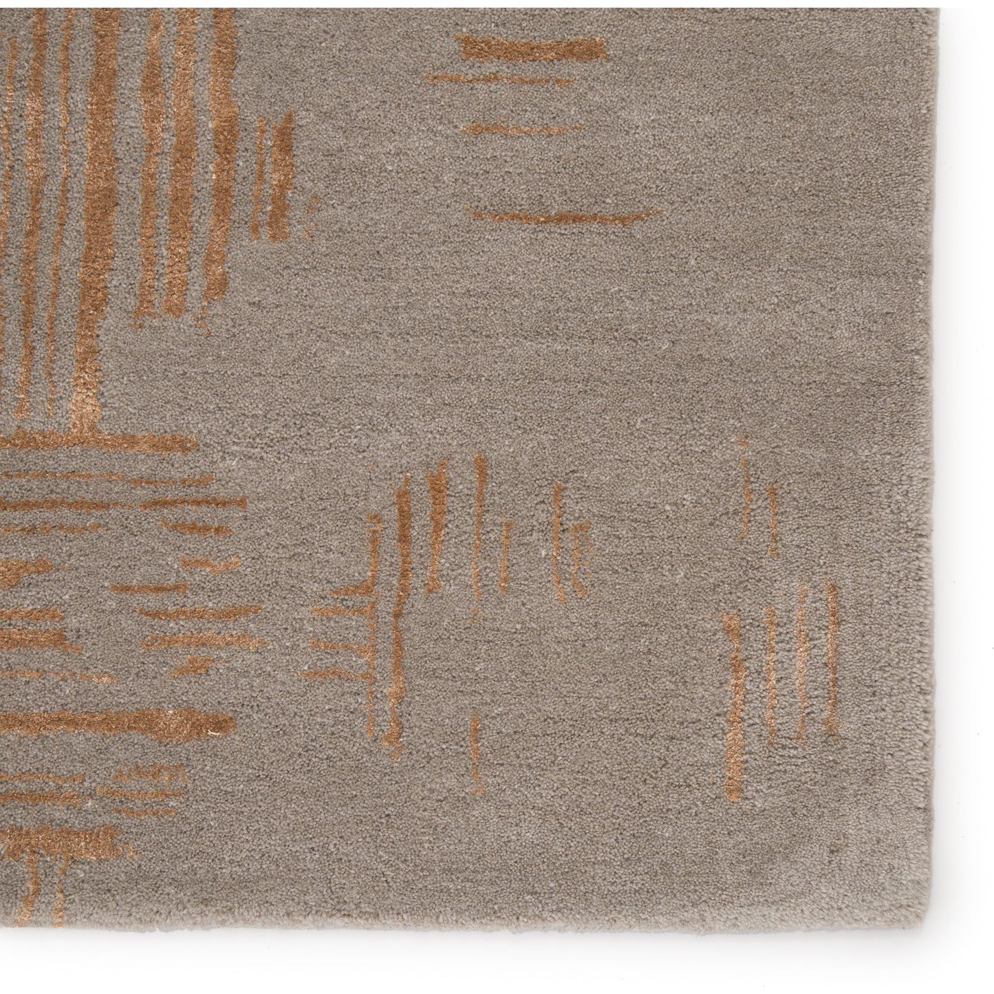 004 SR-774117,SR-774118 | Closeup | Banister Rug by Jaipur Living in gray, gold. Made from 77% wool 23% viscose in a unique style.