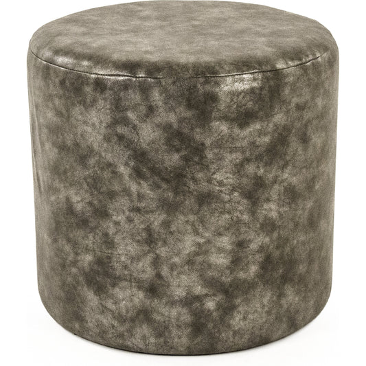 Grey Upholstered Stool by Zentique in distressed grey and distressed grey pu. Made from distressed grey pu in a modern style.