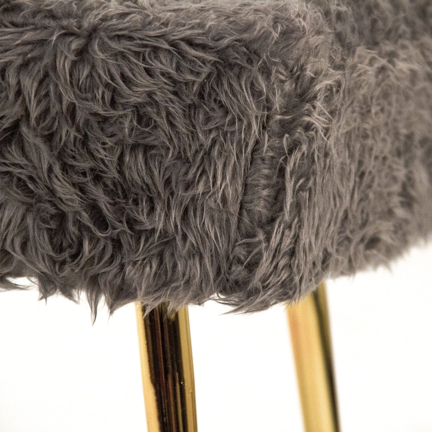 003 SR-900414 | Closeup | Slate Grey Faux Fur Bench by Zentique in slate grey and slate grey faux fur. Made from slate grey faux fur in a modern style.