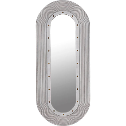 Luna Mirror by Noir in white wash. Made from mahogany and mirror in a modern style.
