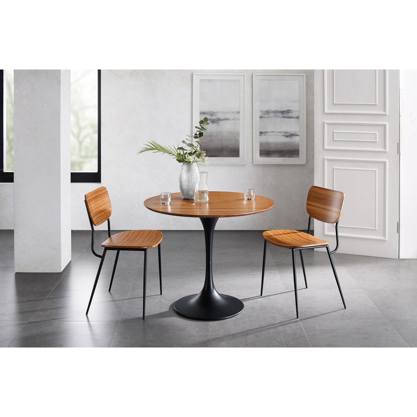 006 SR-851332 | Lifestyle | Soho Round Table by Greenington in amber. Made from moso bamboo in a modern style.