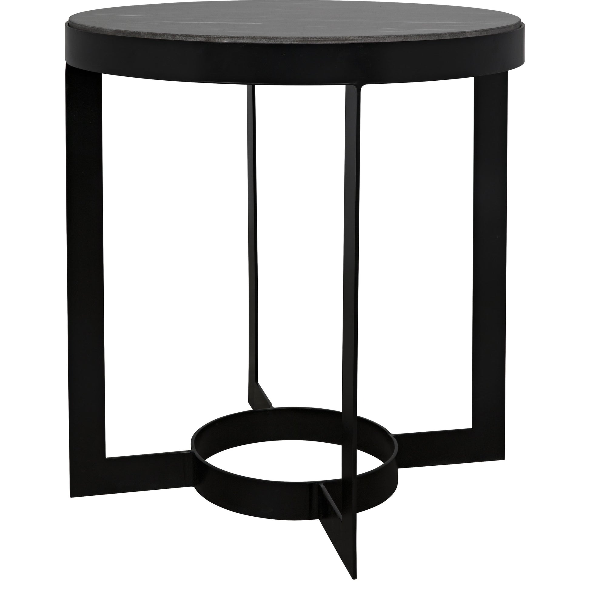 Parker Side Table by Noir in metal, black marble. Made from metal, marble in a transitional style.