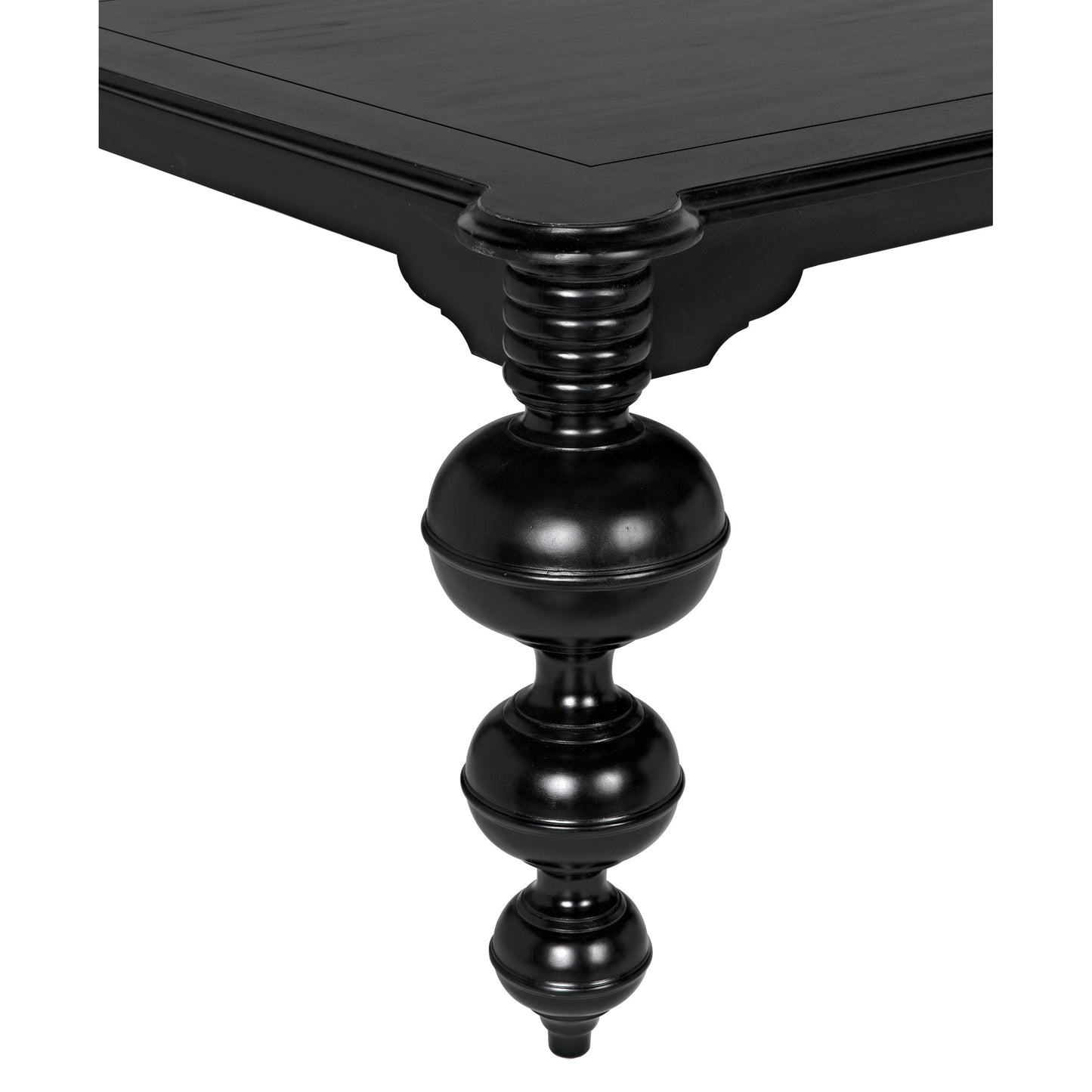 003 S-334540 | Closeup | Claudio Dining Table by Noir in hand rubbed black. Made from mahogany in a eclectic & global style.