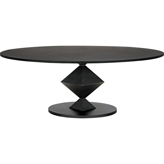 Katana Oval Dining Table by Noir in matte black. Made from industrial steel in a modern style.