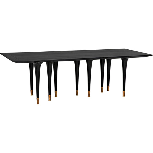 Romeo Dining Table by Noir in hand rubbed black. Made from mahogany in a modern style.
