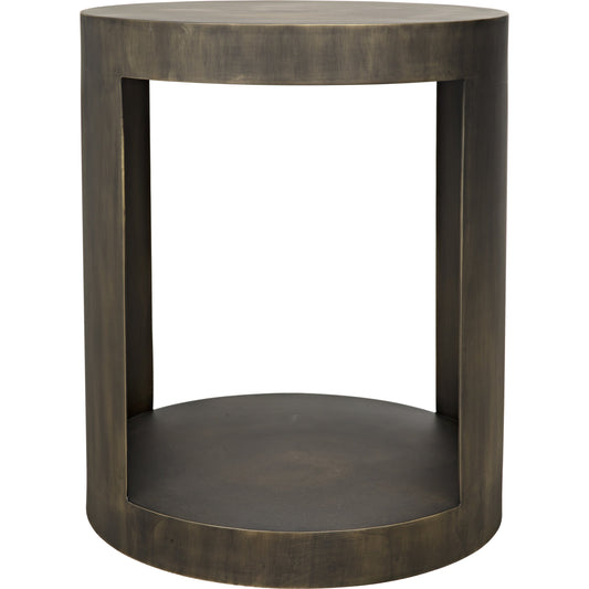 Chrysler Side Table by Noir in aged brass. Made from metal in a modern style.