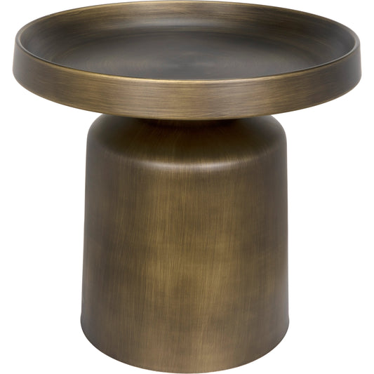 Lee Side Table by Noir in aged brass. Made from industrial steel in a modern style.